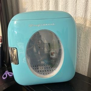 Blue mini fridge